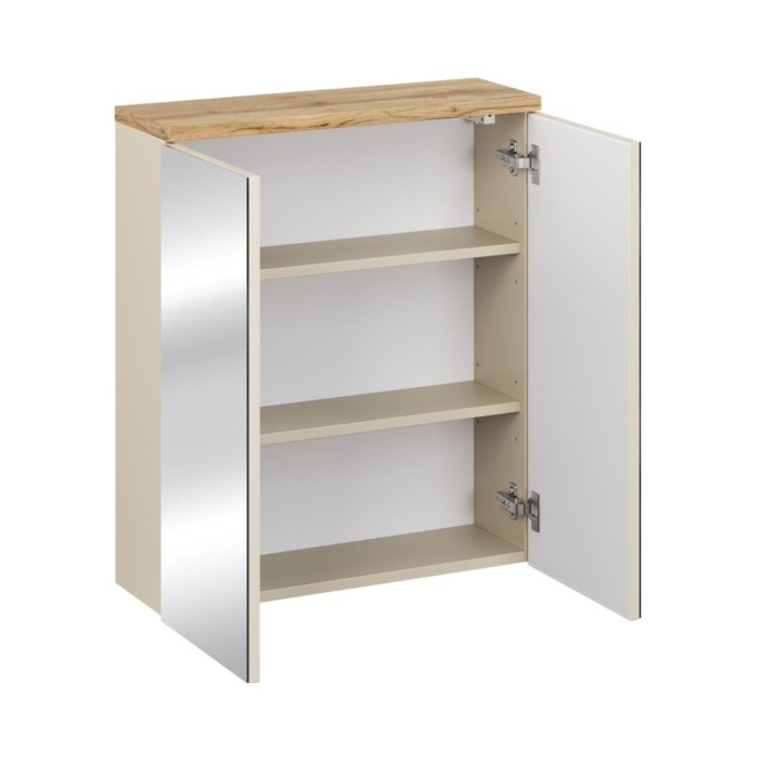 Meuble de rangement suspendu avec portes en miroirs ERMANO ouvert
