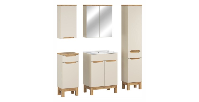 Ensemble ERMANO cachemire 130cm : set complet avec vasque encastrée