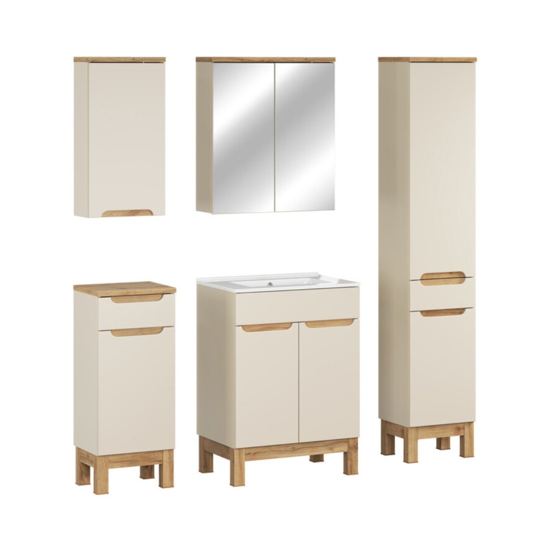 Ensemble ERMANO cachemire 130cm : set complet avec vasque encastrée