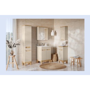 Ensemble ERMANO cachemire 130cm : set complet avec vasque encastrée mis en situation