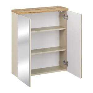 Meuble de rangement suspendu avec portes en miroirs ERMANO ouvert