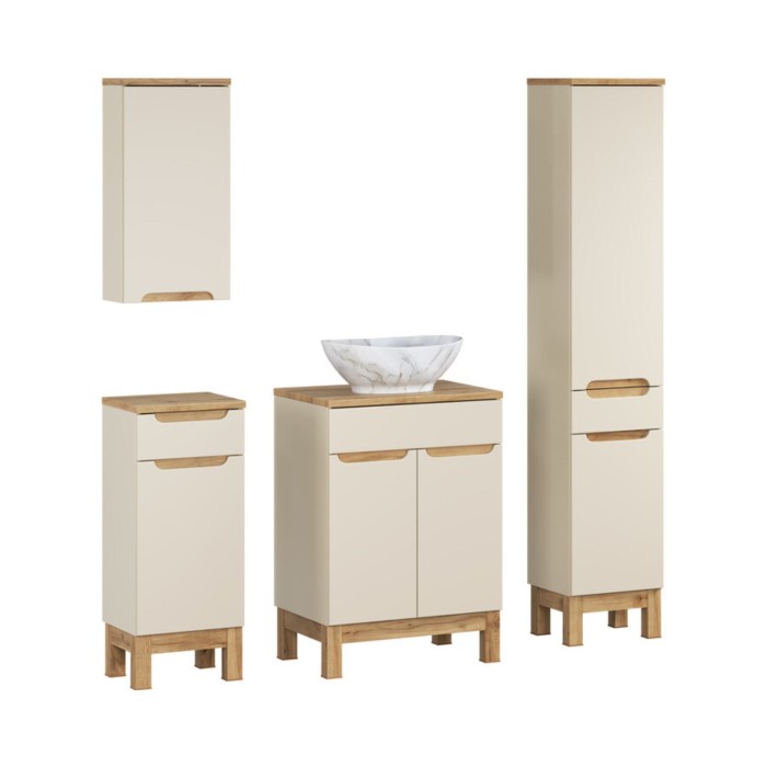 Ensemble ERMANO cachemire 130cm : set complet avec vasque à poser marbrée