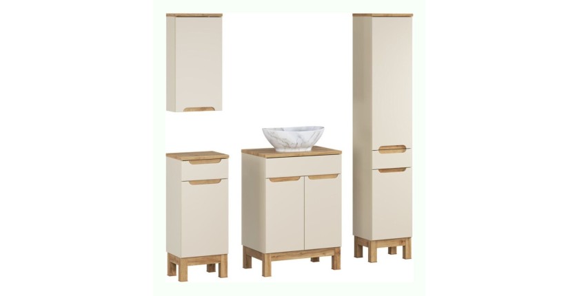Ensemble ERMANO cachemire 130cm : set complet avec vasque à poser marbrée