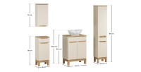 Ensemble ERMANO cachemire 130cm : set complet avec vasque à poser marbrée dimensions