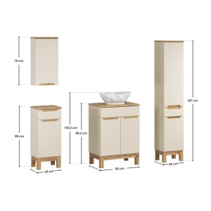 Ensemble ERMANO cachemire 130cm : set complet avec vasque à poser marbrée dimensions