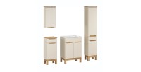 Ensemble ERMANO 130cm cachemire : set complet avec vasque encastrée sans miroir