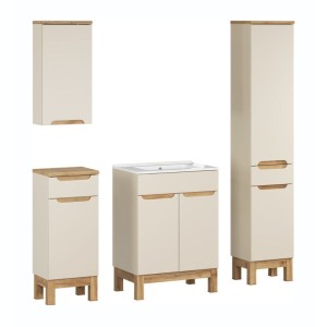 Ensemble ERMANO 130cm cachemire : set complet avec vasque encastrée sans miroir