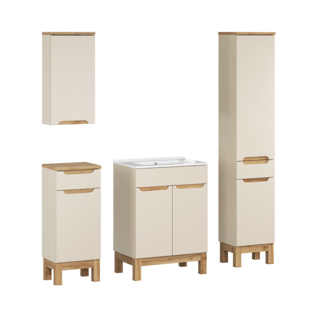 Ensemble ERMANO 130cm cachemire : set complet avec vasque encastrée sans miroir