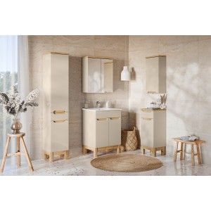 Ensemble ERMANO 130cm cachemire : set complet avec vasque encastrée sans miroir mis en situation