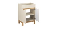 Meuble sous vasque ERMANO cachemire et chêne 60cm ouvert