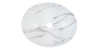 Vasque à poser en céramique blanche effet marbrée vu de haut