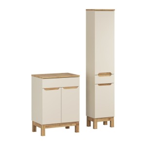 Ensemble ERMANO cachemire 95cm : meuble sous vasque, plan pour vasque et colonne