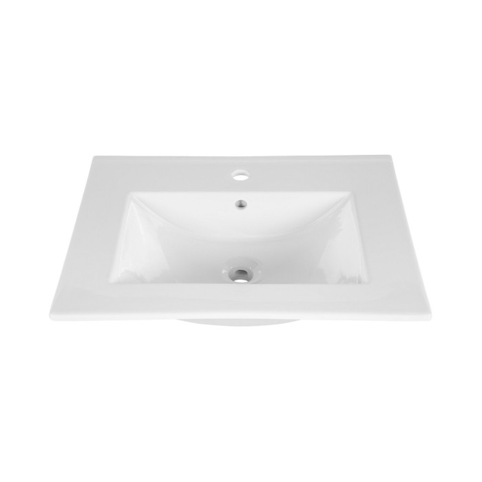 Badezimmer-Set ERMANO Kaschmir Eichenoptik 95cm: Unterschrank + eingelassenes weißes Waschbecken + Hochschrank