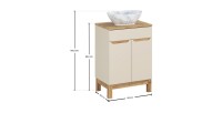 Ensemble ERMANO cachemire 60cm : meuble sous vasque, plan pour vasque et vasque à poser marbrée dimensions