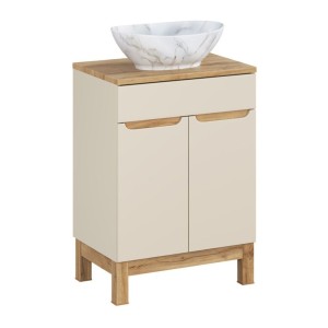 Ensemble ERMANO cachemire 60cm : meuble sous vasque, plan pour vasque et vasque à poser marbrée
