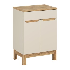 Ensemble ERMANO cachemire 60cm : meuble sous vasque et plan pour vasque aspect chêne