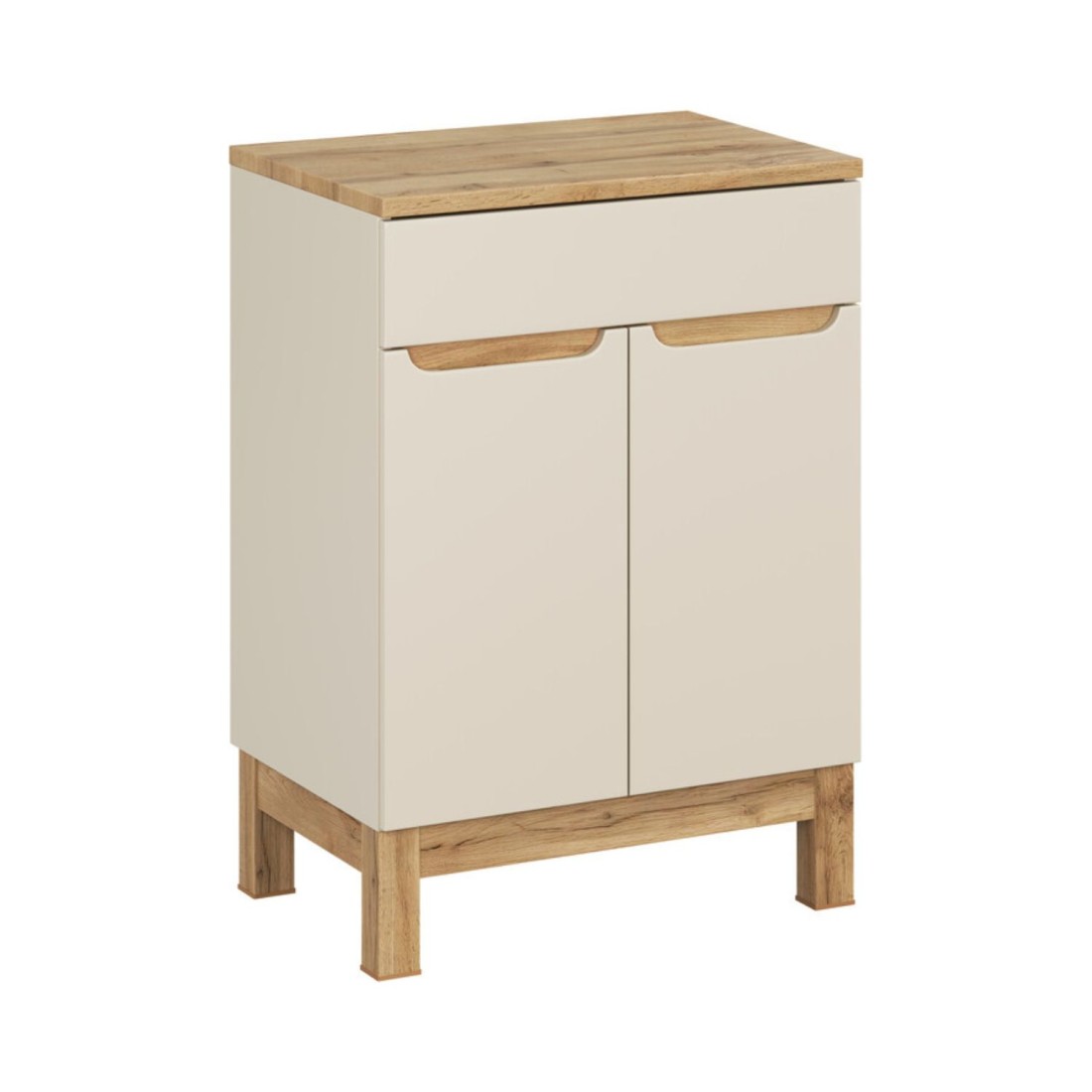Ensemble ERMANO cachemire 60cm : meuble sous vasque et plan pour vasque aspect chêne