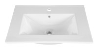 Ensemble de salle de bain ERMANO cachemire et aspect chêne 60cm : meuble sous vasque + vasque encastrée blanche