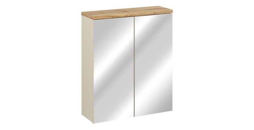 Insieme ERMANO cachemire 95cm: mobile sottolavello + piano per lavabo bisellato + lavabo da appoggio + mobili con specchi