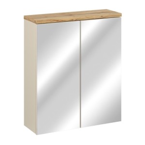 Insieme ERMANO cachemire 95cm: mobile sottolavello + piano per lavabo bisellato + lavabo da appoggio + mobili con specchi