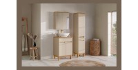 Ensemble ERMANO cachemire 95cm : meuble sous vasque, plan pour vasque, vasque à poser et colonne mis en situation
