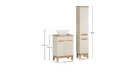 Ensemble ERMANO cachemire 95cm : meuble sous vasque, plan pour vasque, vasque à poser et colonne dimensions