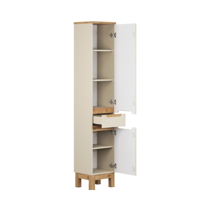 Insieme ERMANO cachemire 95cm: mobile sotto lavabo + piano per lavabo bisellato + lavabo da appoggio bianco + colonna