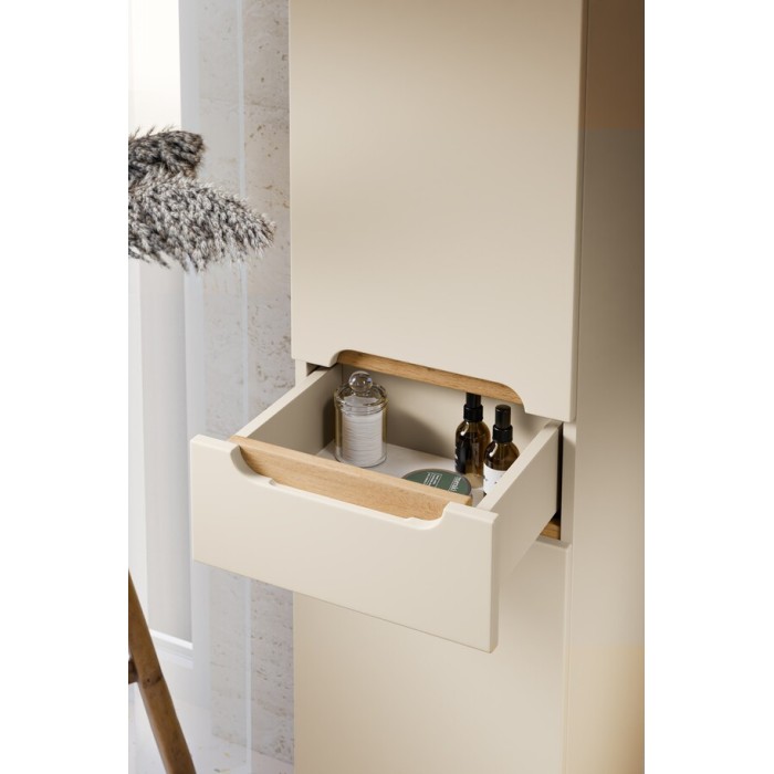 Insieme ERMANO cachemire 95cm: mobile sotto lavabo + piano per lavabo bisellato + lavabo da appoggio bianco + colonna