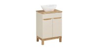 Insieme ERMANO cachemire 60cm: mobile sottolavabo + piano per lavabo bisellato + lavabo da appoggio bianco