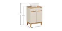 Insieme ERMANO cachemire 60cm: mobile sottolavabo + piano per lavabo bisellato + lavabo da appoggio bianco