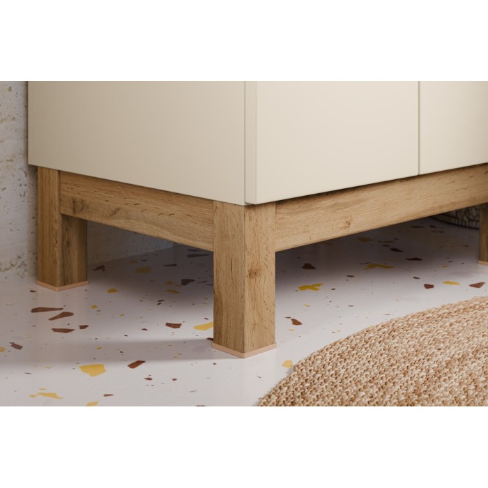 Insieme ERMANO cashmere 60cm: mobile sotto lavabo + piano per lavabo bisellato + lavabo da appoggio bianco