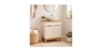 Insieme ERMANO cachemire 60cm: mobile sottolavabo + piano per lavabo bisellato + lavabo da appoggio bianco
