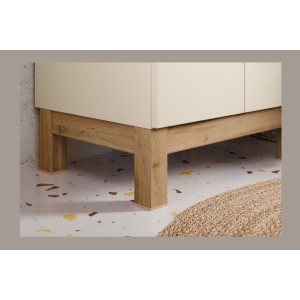 Badezimmer-Set ERMANO Kaschmir und Eichenoptik 60cm: Unterschrank + abgeschrägte Waschtischplatte