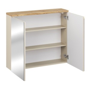 Insieme ERMANO cashmere 150cm: mobile sottolavabo + lavabo da appoggio + mobili sospesi e da appoggio + specchi