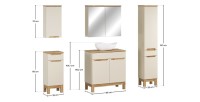 Insieme ERMANO cashmere 150cm: mobile sottolavabo + lavabo da appoggio + mobili sospesi e da appoggio + specchi