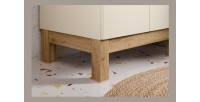 Insieme ERMANO cashmere 150cm: mobile sottolavabo + lavabo da appoggio + mobili sospesi e da appoggio + specchi