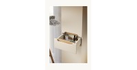 Insieme ERMANO cashmere 150cm: mobile sottolavabo + lavabo da appoggio + mobili sospesi e da appoggio + specchi
