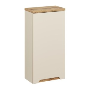 Conjunto ERMANO cachemira y acabado de roble 150cm: mueble bajo lavabo + lavabo sobre encimera + almacenamientos colgantes y de 