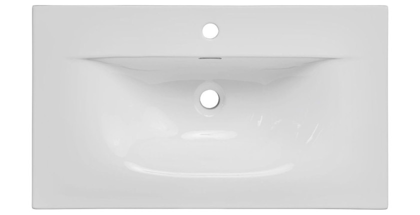 Ensemble ERMANO cachemire 150cm : meuble sous vasque + vasque encastrée + rangements suspendus et à poser + miroirs