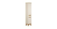 Conjunto ERMANO cachemira y acabado en roble 115cm: mueble bajo lavabo + lavabo sobre encimera blanco asimétrico + columna