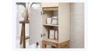 Set da bagno ERMANO cachemire e finitura quercia 115cm: mobile sotto lavabo + piano per lavabo + colonna