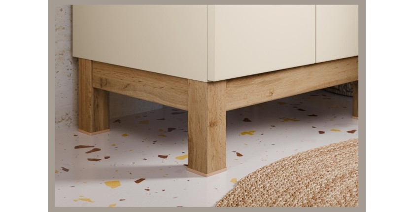 Set bagno ERMANO cashmere e finitura quercia 80cm: mobile sotto lavabo + piano per lavabo