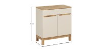 Set bagno ERMANO cashmere e finitura quercia 80cm: mobile sotto lavabo + piano per lavabo