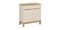 Set bagno ERMANO cashmere e finitura quercia 80cm: mobile sotto lavabo + piano per lavabo