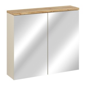 Ensemble ERMANO cachemire 115cm : meuble sous vasque + plan pour vasque biseauté + vasque à poser + rangements + miroirs