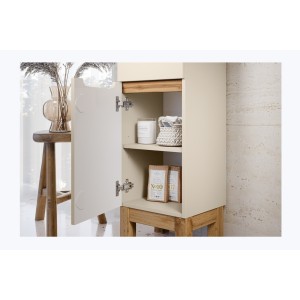 Ensemble ERMANO cachemire 115cm : meuble sous vasque + plan pour vasque biseauté + vasque à poser + rangements + miroirs