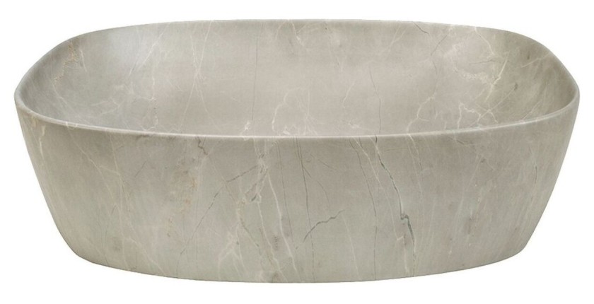 Ensemble ERMANO cachemire 115cm : meuble sous vasque + plan pour vasque biseauté + vasque à poser + rangements + miroirs