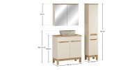 Ensemble ERMANO cachemire 115cm : meuble sous vasque + plan pour vasque biseauté + vasque à poser + rangements + miroirs