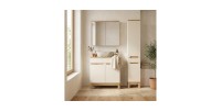 Ensemble ERMANO cachemire 115cm : meuble sous vasque + plan pour vasque biseauté + vasque à poser + rangements + miroirs