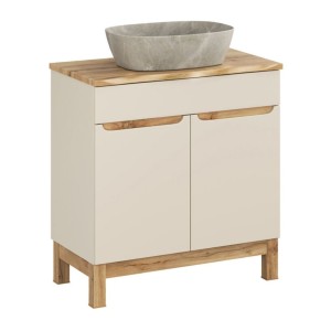 Ensemble ERMANO cachemire 80cm : meuble sous vasque, plan pour vasque biseauté et vasque à poser